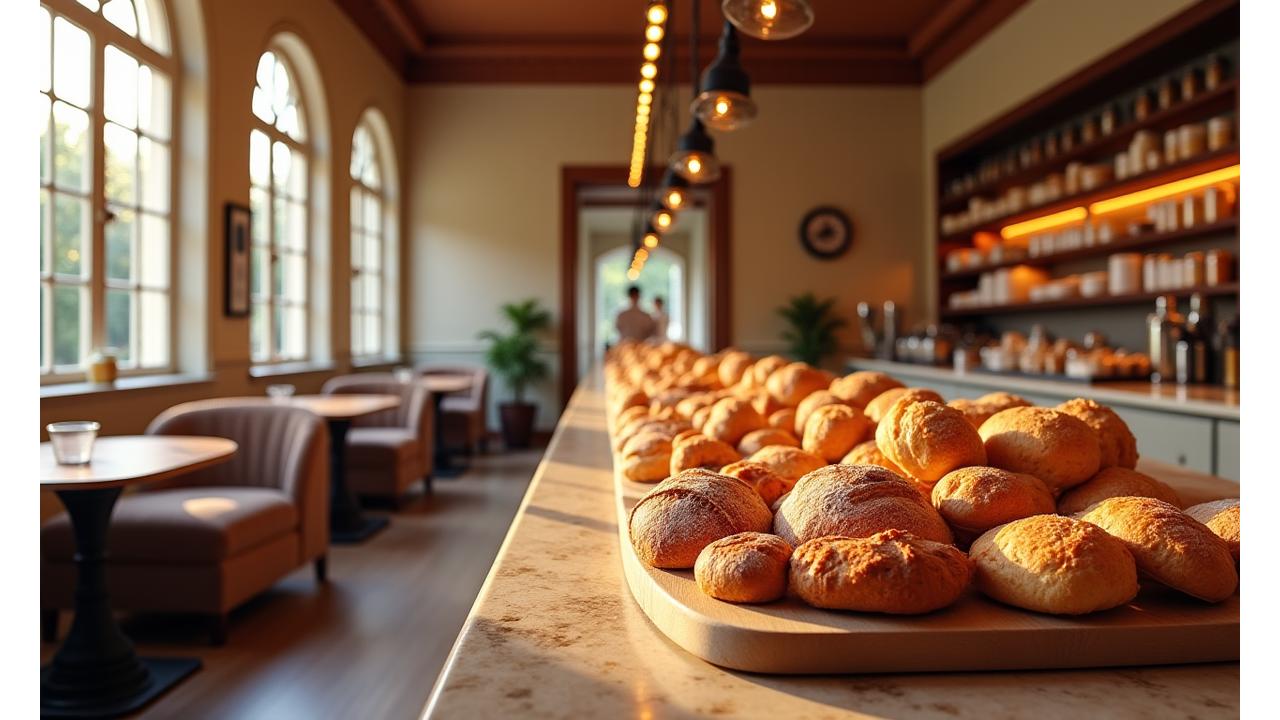 Cozy interior of Sugar & Quill Bakehouse, showcasing fresh pastries and a welcoming atmosphere.
